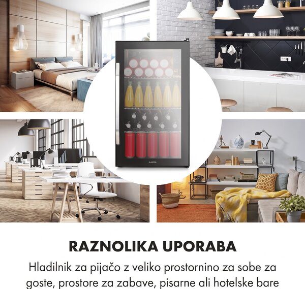Klarstein Beersafe XXL Onyx, hladilnik, C, tri kovinske rešetke, steklena vrata, onyx
