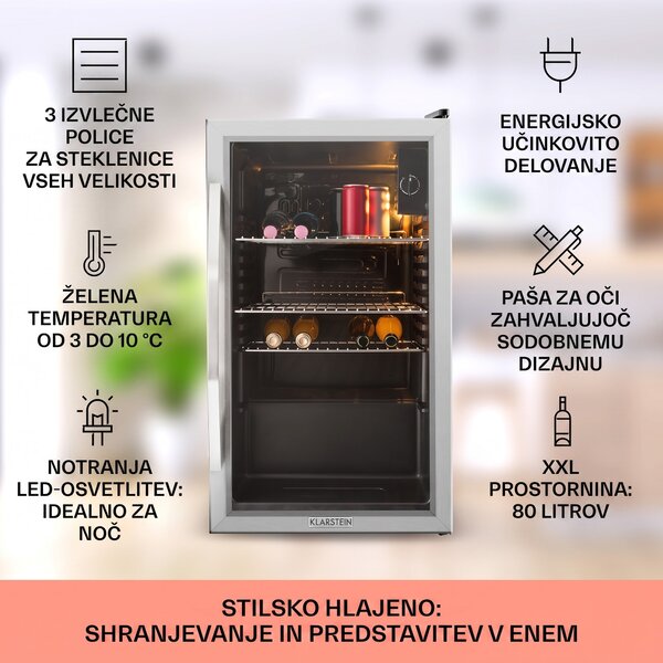 Klarstein Beersafe XXL, 80-litrski hladilnik, energijski razred E