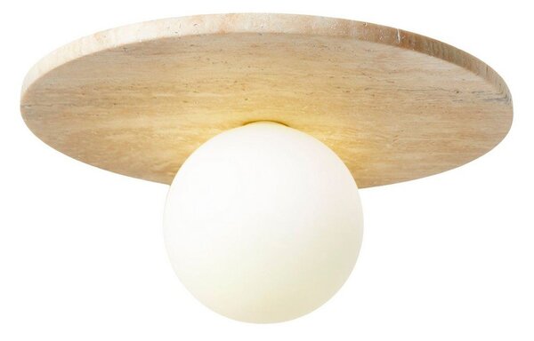 Bež lončena stropna svetilka s steklenim senčilom ø 12 cm Hilde – Opviq lights