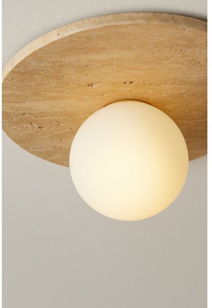 Bež lončena stropna svetilka s steklenim senčilom ø 12 cm Hilde – Opviq lights