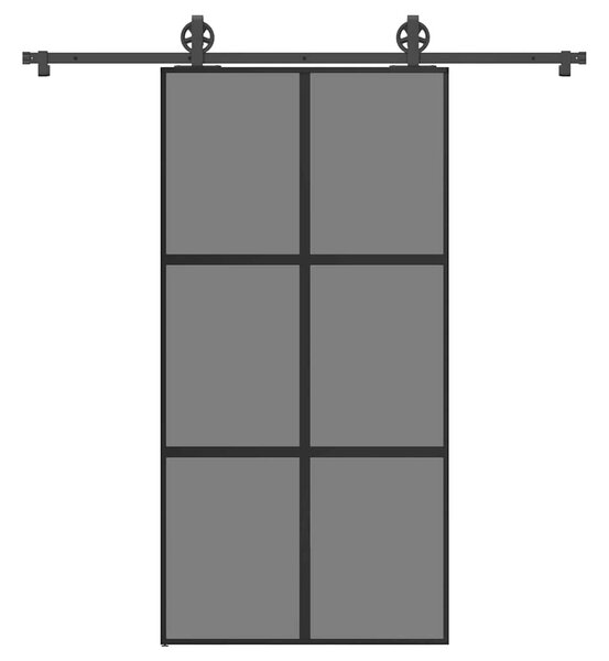 VidaXL Drsna vrata z opremo 102,5x205 cm kaljeno steklo in aluminij