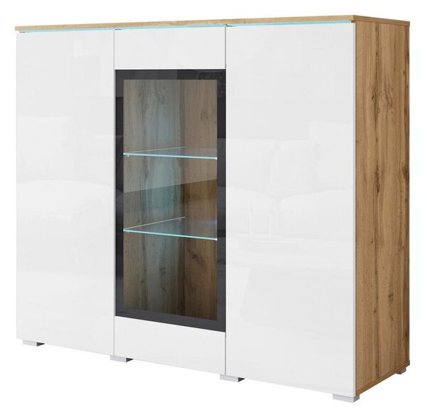 P & B Visoka Komoda Vera 120, Bela, Barva Hrasta