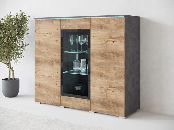 P & B Visoka Komoda Vera 120, Antracit, Barva Hrasta