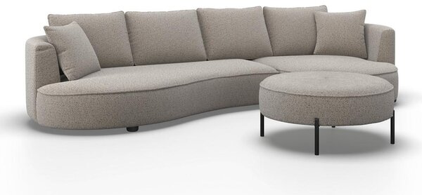 Bessagi Home Sedežna Garnitura Nilas, Sivobež, S Taburejem