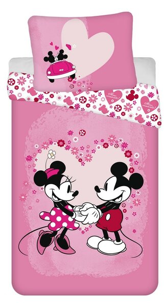 Otroška posteljnina iz mikrovlaken MICKEY IN MINNIE LOVE, roza Dimenzije posteljnine: 70 x 90 cm | 140 x 200 cm