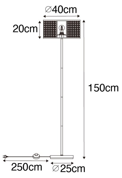 Orientalska stoječa svetilka bela z ratanom 40 cm - Akira