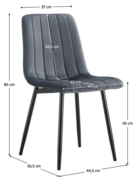 KONDELA Stol, temno siva tkanina Velvet/črna, RAMITA TYP 1