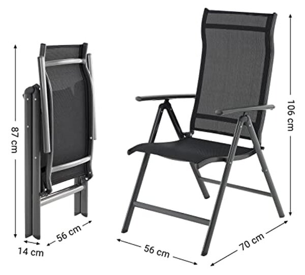 Komplet 2 zložljivih vrtnih stolov SILLA, črn