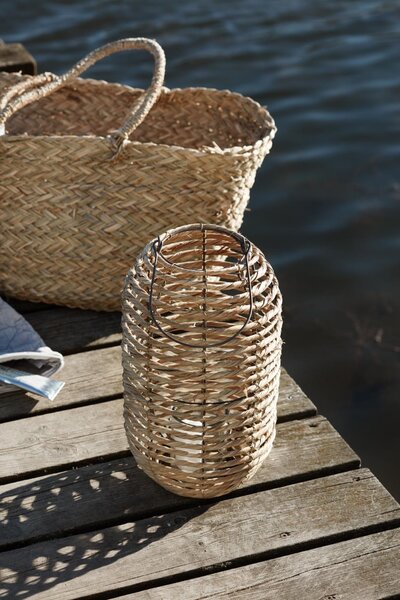 IB Laursen Lanterna za sveče COASTAL LIGHT iz morske trave 37x20 cm