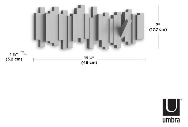 Siv plastični stenski obešalnik Sticks - Umbra
