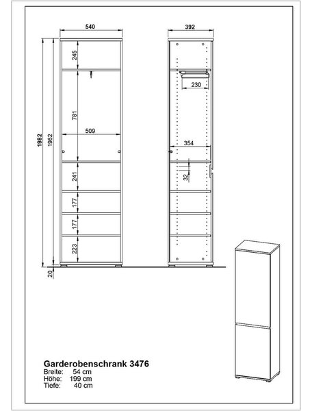 Omara v hrastovem dekorju 54x200 cm Lissabon - Germania