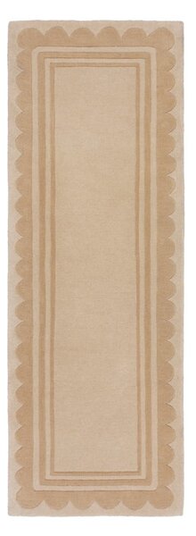 Ročno tkan volnen tekač v naravni barvi 80x230 cm Lois Scallop – Flair Rugs