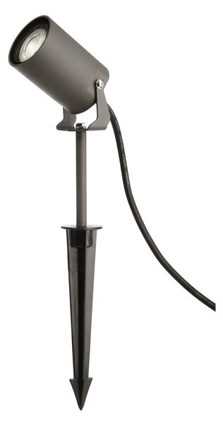Deko-Light Talni reflektor Spiky, Ø 6 cm, siv, vrtljiv, IP65, GU10, zatemnjen, Siva, Aluminij, Sodobni