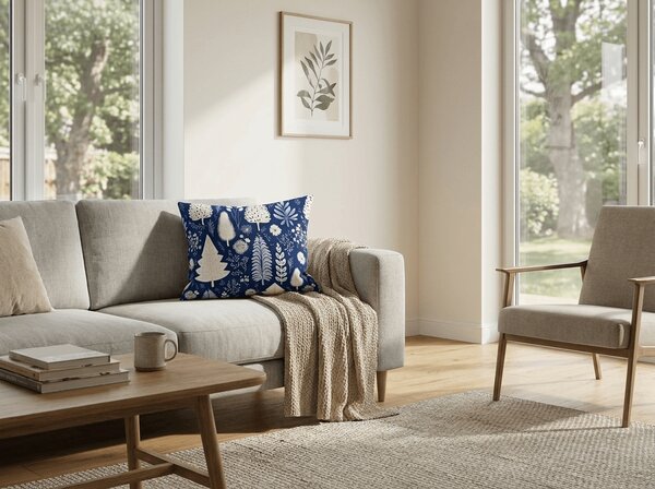 Prevleka za vzglavnik iz mikrotkanine INDIGO BLOOM 50x70 cm, modra