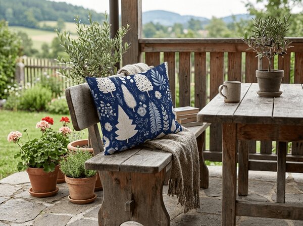 Prevleka za vzglavnik iz mikrotkanine INDIGO BLOOM 50x70 cm, modra