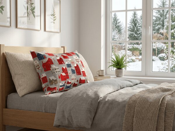 Prevleka za vzglavnik iz mikrovlaken WINTER COTTAGE 50x70 cm, siva