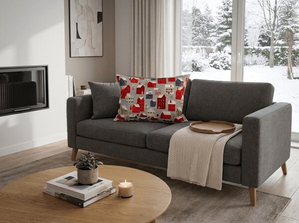Prevleka za vzglavnik iz mikrovlaken WINTER COTTAGE 50x70 cm, siva