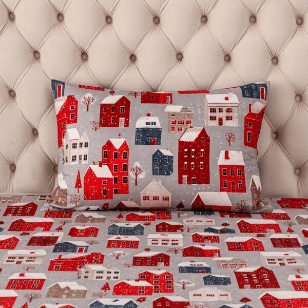 Prevleka za vzglavnik iz mikrovlaken WINTER COTTAGE 50x70 cm, siva