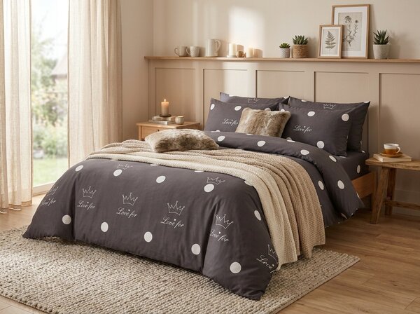 Posteljnina iz polibombaža CROWN POLY temno siva Dimenzije posteljnine: 70 x 90 cm | 140 x 200 cm