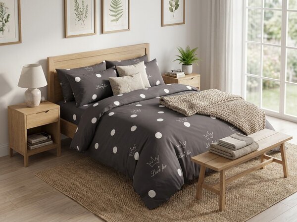 Posteljnina iz polibombaža CROWN POLY temno siva Dimenzije posteljnine: 70 x 90 cm | 140 x 200 cm