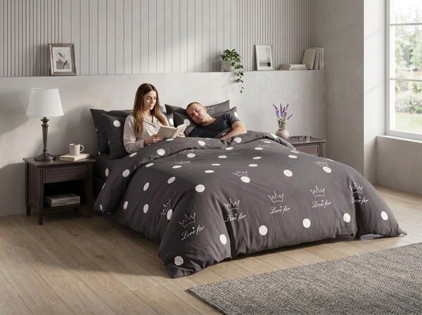 Posteljnina iz polibombaža CROWN POLY temno siva Dimenzije posteljnine: 70 x 90 cm | 140 x 200 cm