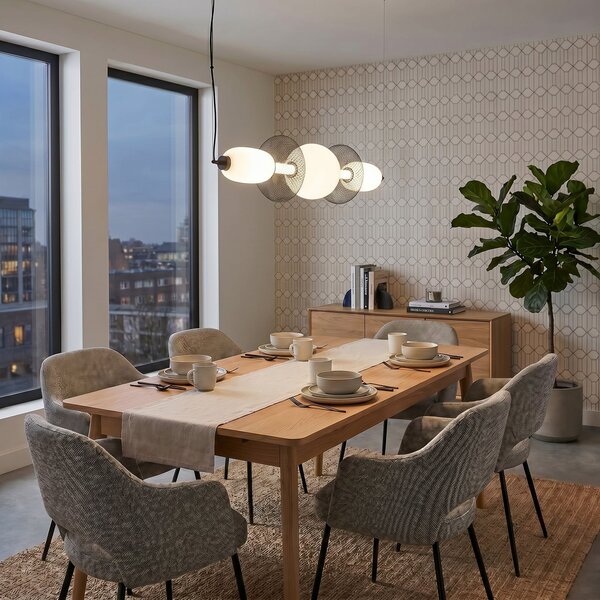 Milagro Lighting LED viseča svetilka Arame, črna/bela, steklo, dolžina 93,5 cm, Bela, Dnevna soba / jedilnica, Steklo, Sodobni
