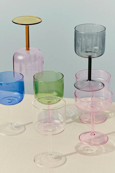 HAY komplet kozarcev na peclju za vino iz borosilikatnega stekla 15 x 7,5 cm