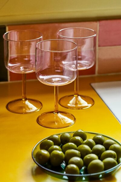 HAY komplet kozarcev na peclju za vino iz borosilikatnega stekla 15 x 7,5 cm