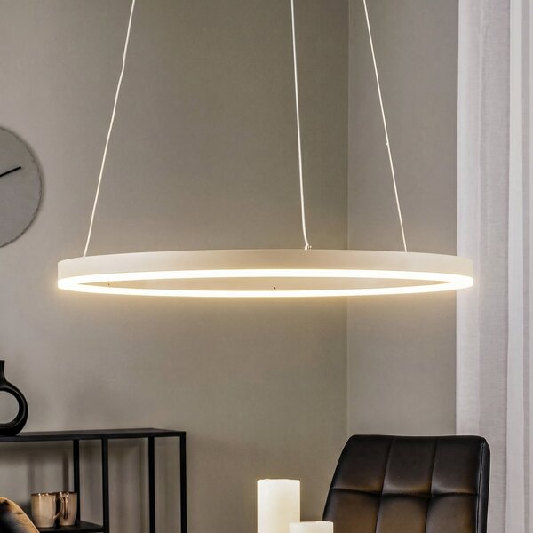Arcchio LED-visoka svetilka Albiona, bež, 1 obroč, Ø 60 cm, zatemnjen, Bež, Kuhinja, Kovina, Sodobni