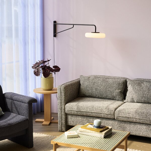 Hübsch LED-stenna svetilka Sway, črna, doseg 120 cm, kovinska, Črna, Dnevna soba / jedilnica, Kovina, Sodobni