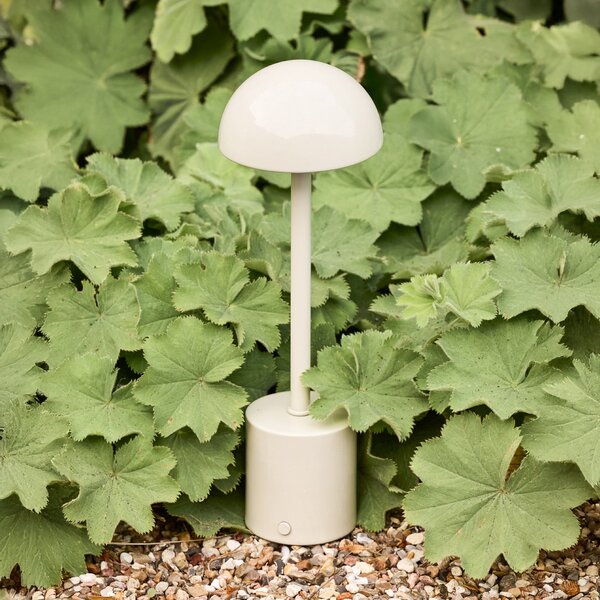 Hübsch LED namizna svetilka na baterije Taten, peščene barve, višina 30 cm, kovinska, zatemnjen, Bež, Kovina, Sodobni