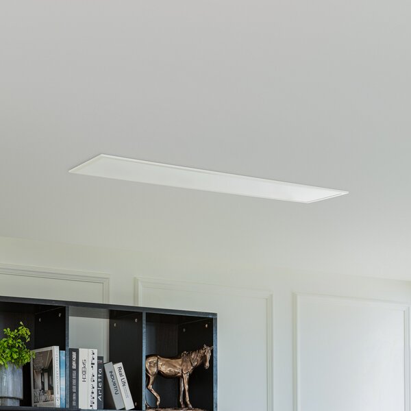 Lindby Kenma LED panel, CCT, 29,6 cm x 119,6 cm, zatemnjen, Bela, Dnevna soba / jedilnica, Plastika, Sodobni