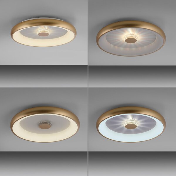 JUST LIGHT. GmbH Vertigo LED stropna svetilka, CCT, Ø 61,5 cm, medenina, zatemnjen, Zlata / medeninasta, Dnevna soba / jedilnica, Kovina, Sodobni
