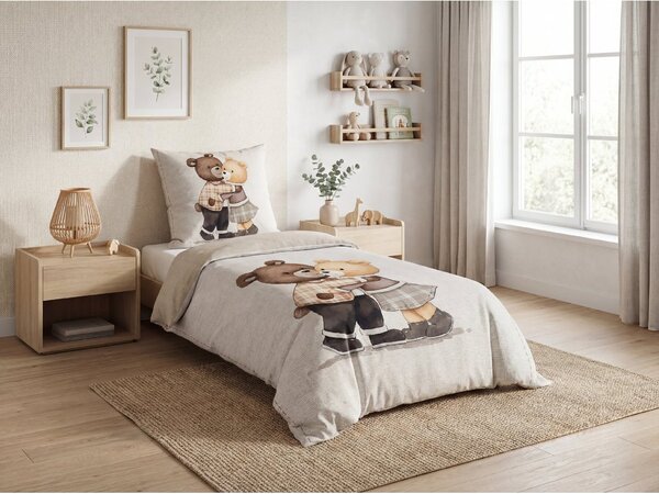 Otroška posteljnina iz Renforcé bombaža TEDDY HENRY bež Dimenzije posteljnine: 80 x 80 cm | 135 x 200 cm