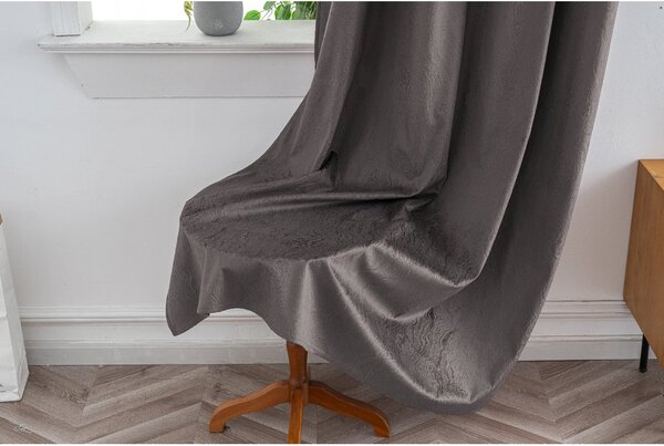 Zatemnitvena zavesa DUNES VELVET 140x250 cm, temno siva Za obesiti: Kovinski obročki