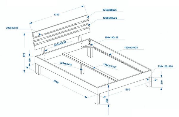 Mömax Postelja Elisabeth, 120x200, Masivno