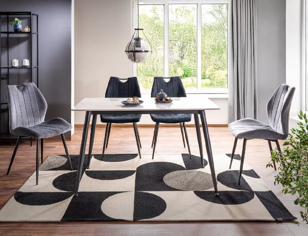 Jedilna miza RION 130x70 cm s keramično ploščo, beli marmor
