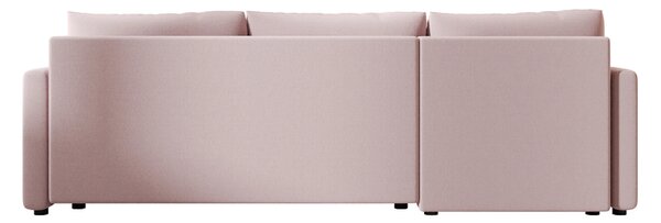 Pudrasto roza raztegljiva kotna sedežna garnitura VENORIA, 220x143 cm, obojestranska + 2 blazini GRATIS