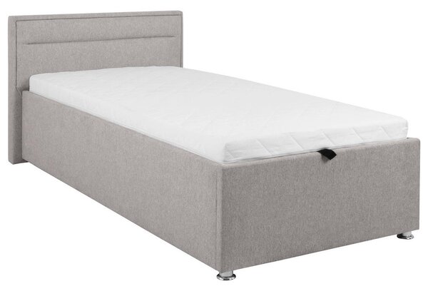 OBLAZINJENA POSTELJA 90 cm x 200 cm , les, kovina, umetna masa, tekstil svetlo siva