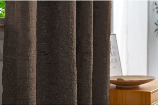 Zatemnitvena zavesa LOOM VELVET 140x250 cm, rjava Za obesiti: Kovinski obročki