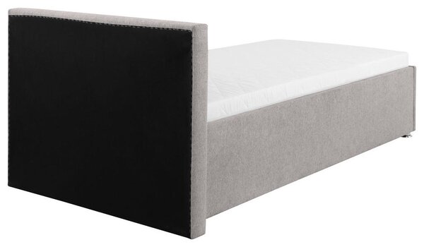 OBLAZINJENA POSTELJA 90 cm x 200 cm , les, kovina, umetna masa, tekstil svetlo siva