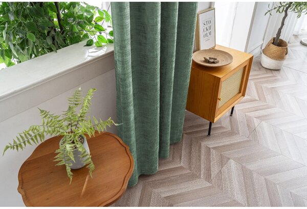 Zatemnitvena zavesa LOOM VELVET 140x250 cm, zelena Za obesiti: Trak za nabiranje