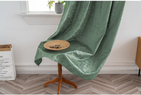 Zatemnitvena zavesa LOOM VELVET 140x250 cm, zelena Za obesiti: Trak za nabiranje