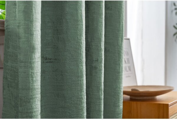 Zatemnitvena zavesa LOOM VELVET 140x250 cm, zelena Za obesiti: Trak za nabiranje