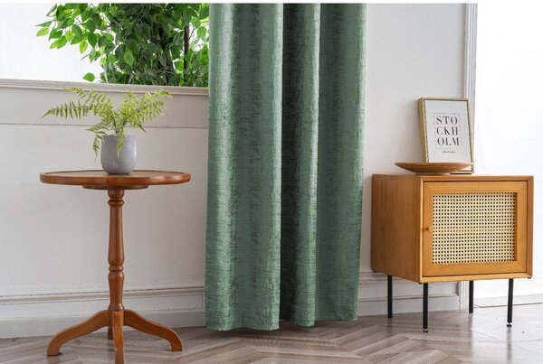 Zatemnitvena zavesa LOOM VELVET 140x250 cm, zelena Za obesiti: Trak za nabiranje