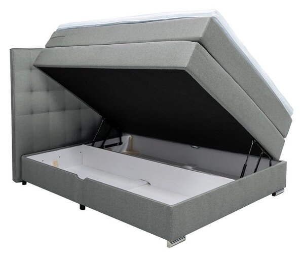 BOXSPRING POSTELJA 120 cm x 200 cm , tekstil temno siva