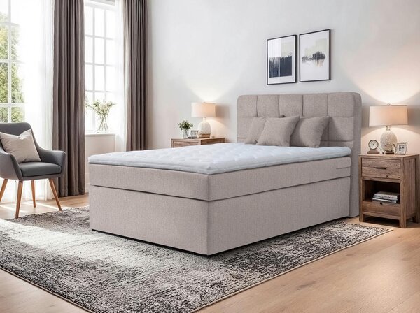 BOXSPRING POSTELJA 120 cm x 200 cm , tekstil bež