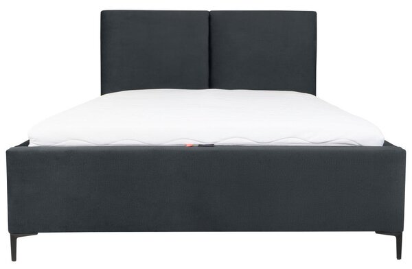 OBLAZINJENA POSTELJA 160 cm x 200 cm , tekstil temno siva