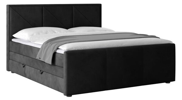 BOXSPRING POSTELJA 180 cm x 200 cm , karton, leseni material črna