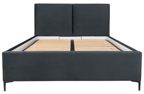 OBLAZINJENA POSTELJA 160 cm x 200 cm , tekstil temno siva